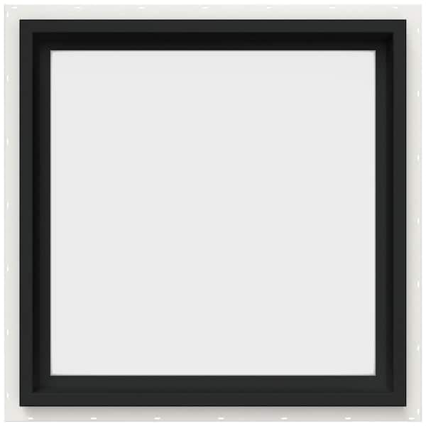 JELD-WEN 24 in. x 24 in. V-4500 Series Bronze Exterior/White Interior FiniShield Vinyl Picture Window w/ Low-E 366 Glass