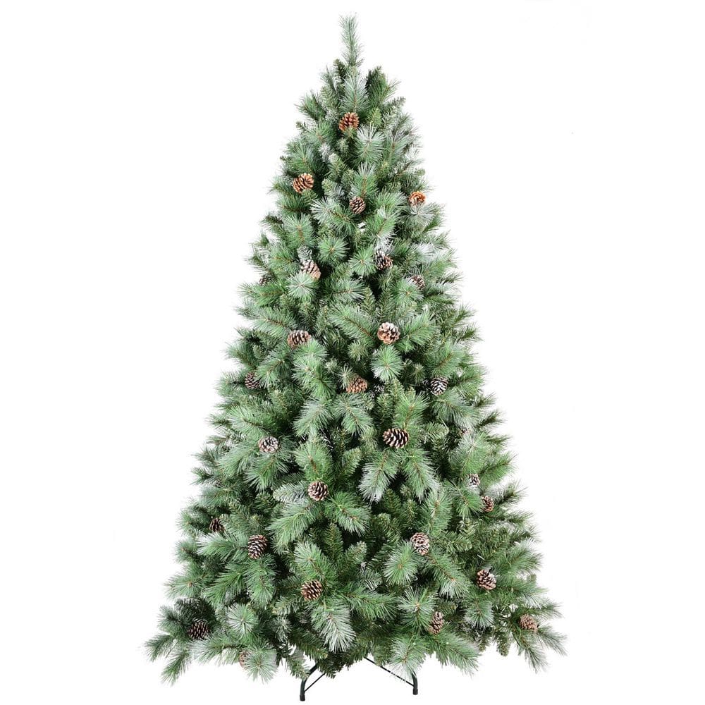 8 ft. Christmas Tree Holiday Tree with 102 Pine Cones, 1858 Tips, Hinged Structure for Easy Setup, Sturdy Metal Stand price history on PriceWatchPro