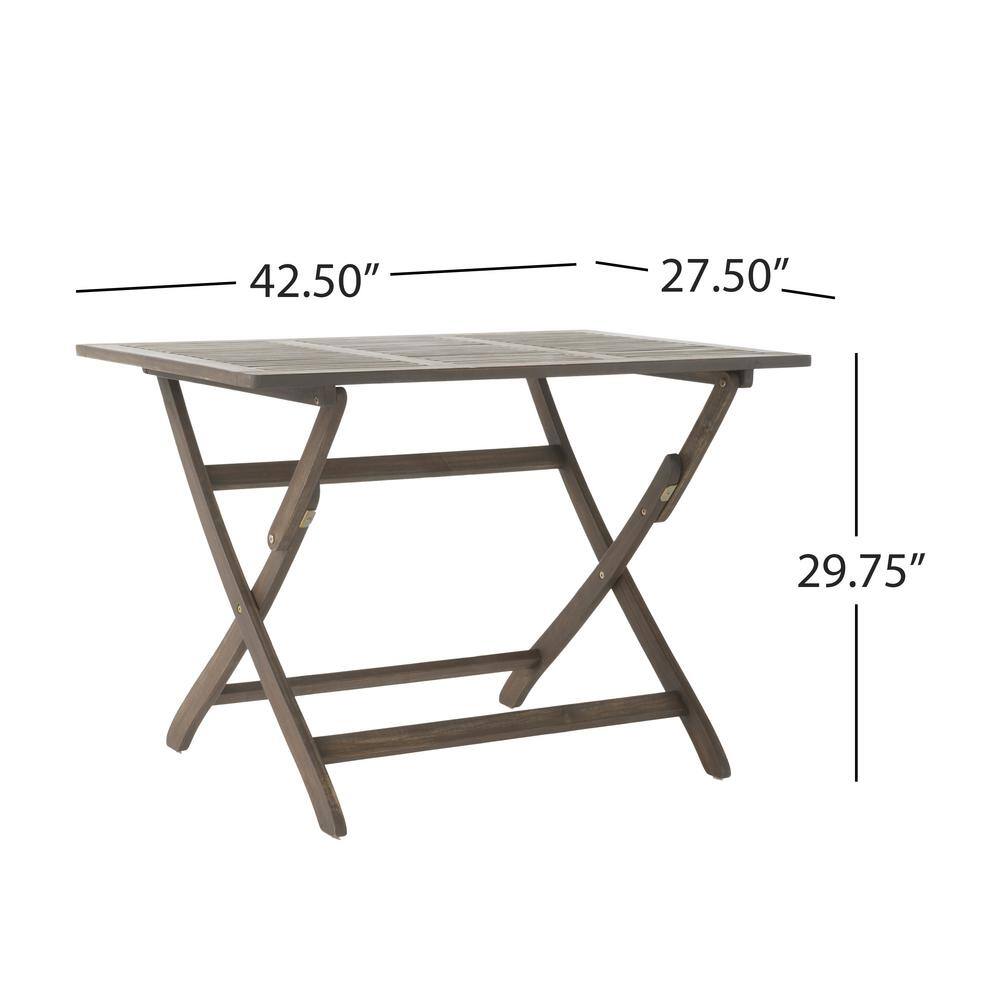 Gray Acacia Wood Outdoor Folding Dining Table