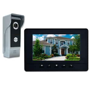 7 in. Video Hardwired Doorbell Door Phone System with Dual-Way Intercom Monitoring, Black Silver