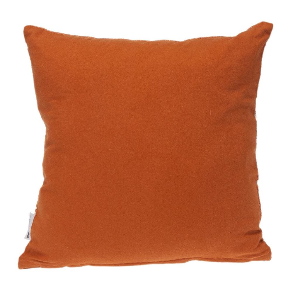 Transitional Tribal Orange and Beige Cotton Throw Pillow