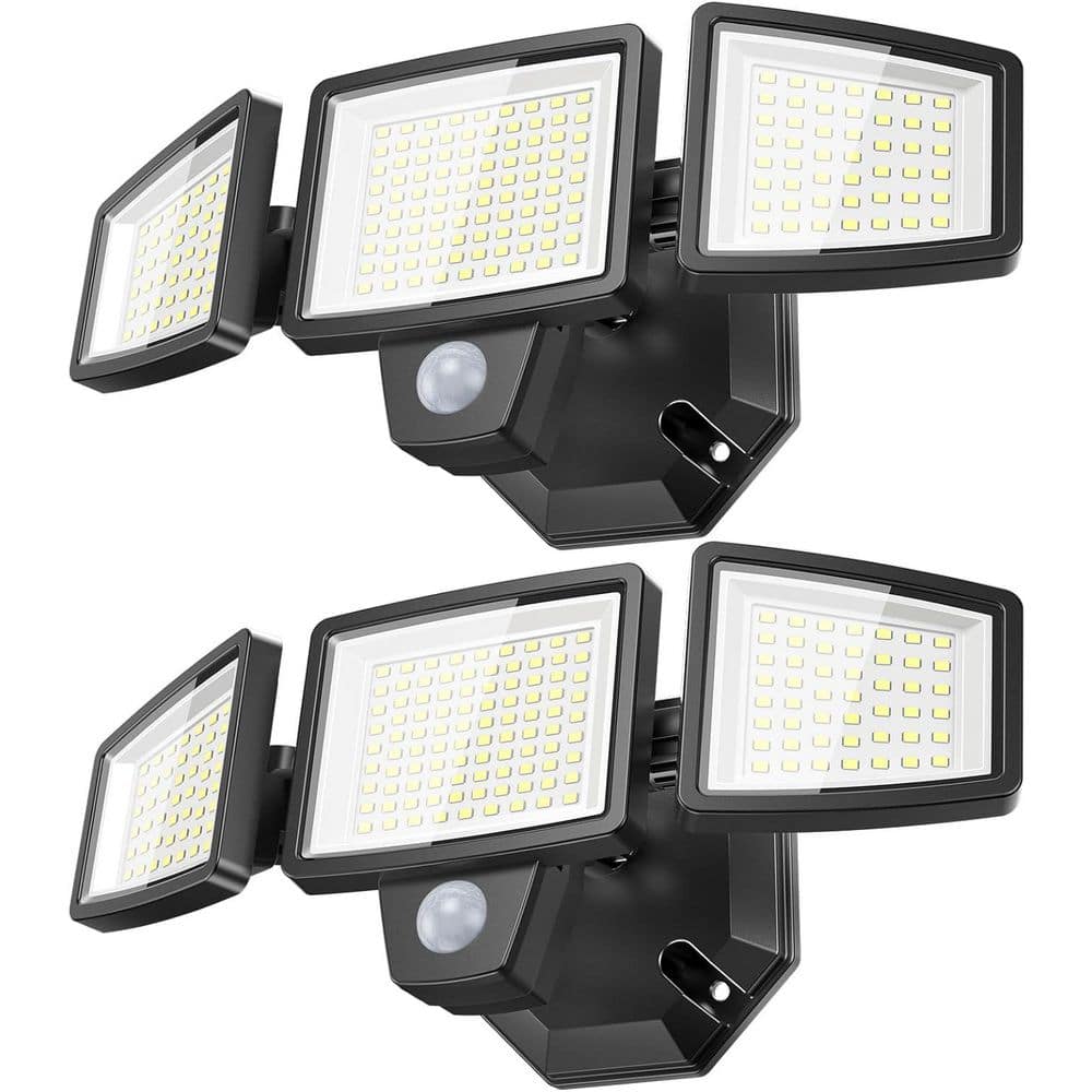 65-Watt 6500 Lumens 270° Black Motion Activated Outdoor Integrated LED Flood Light Adjustable Panels (2-Pack) price history on PriceWatchPro