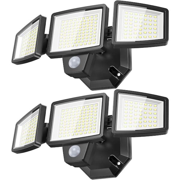 65-Watt 6500 Lumens 270° Black Motion Activated Outdoor Integrated LED Flood Light Adjustable Panels (2-Pack)