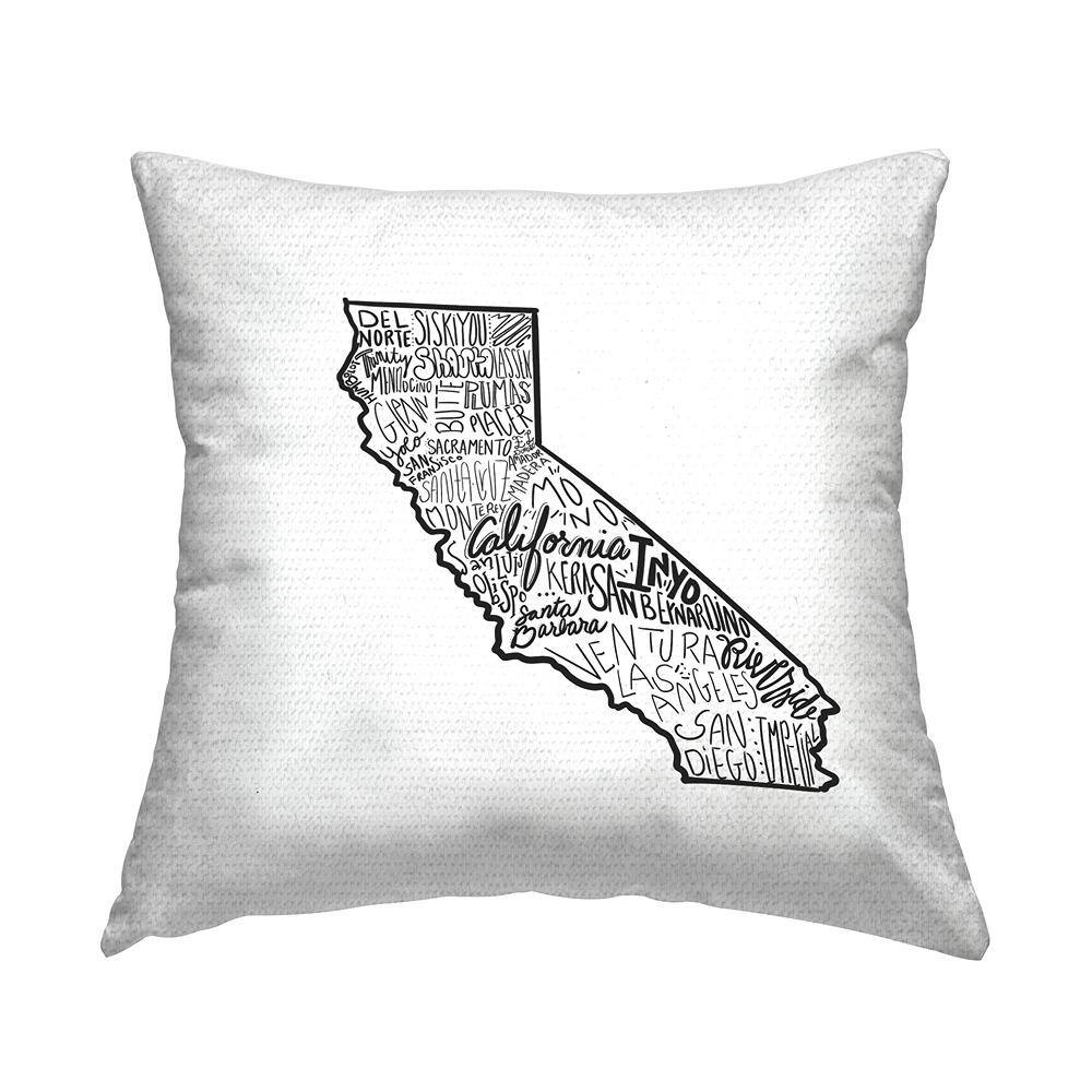 California State Shape Various Cities Typography Black Square Outdoor Throw Pillow price history on PriceWatchPro