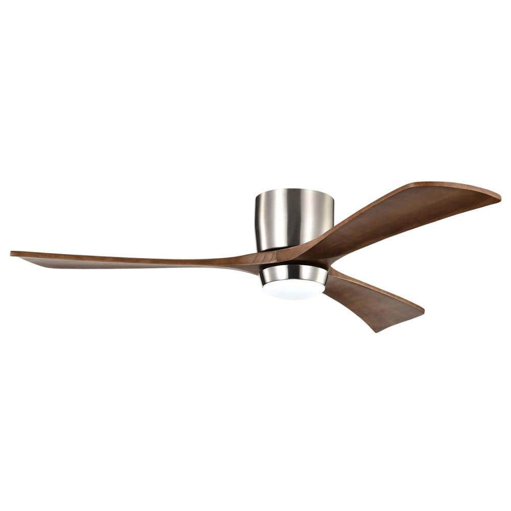 Ryme 52 in. Nickel Walnut Flush Mount Standard Ceiling Fan with Integrated LED with Remote Included DC Motor Reversible price history on PriceWatchPro