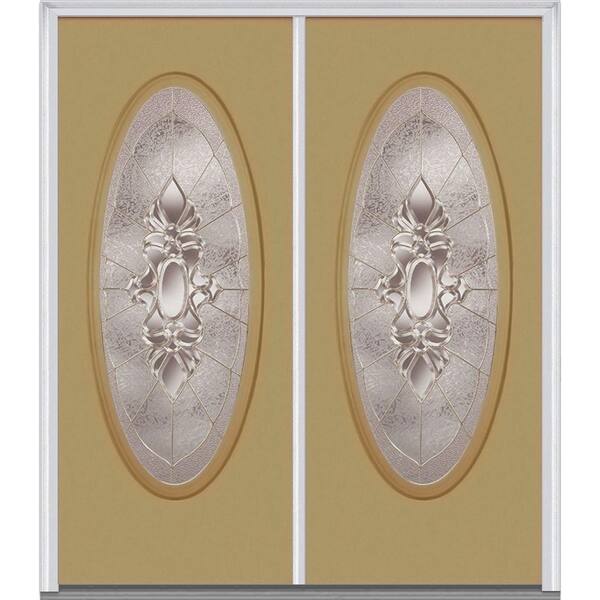 MMI Door 60 in. x 80 in. Heirloom Master Right-Hand Inswing Oval Lite Decorative Painted Fiberglass Smooth Prehung Front Door