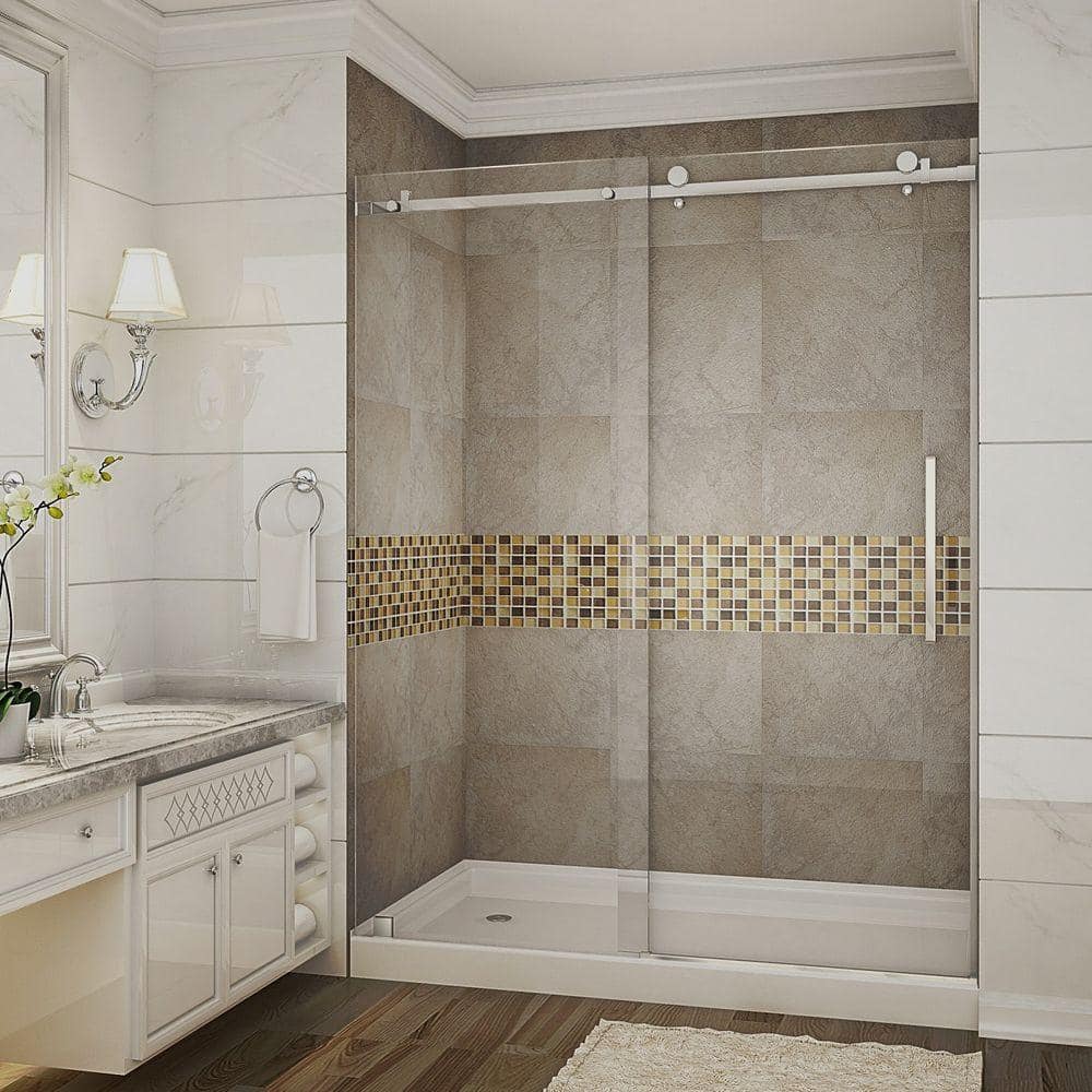 Moselle 60'' Stainless Steel Frameless Sliding Shower Door