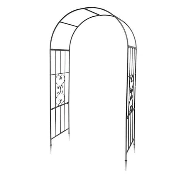 87.2 in. x 46.65 in. Metal Freestanding Garden Arch Arbor Trellis with Rustproof for Flowers, Vines & Plants in Black