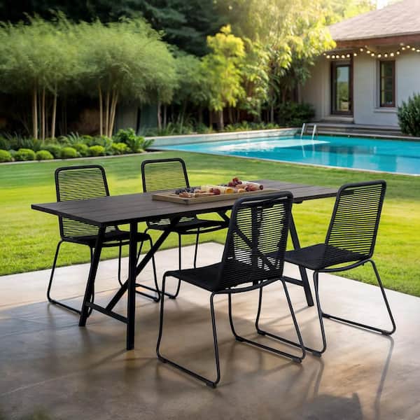 Armen Living Koala and Shasta Black 5-Piece Metal Outdoor Dining Set