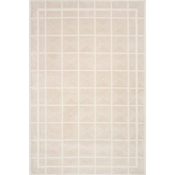 Quinn Beige Washable 7 ft. x 9 ft. Indoor Area Rug