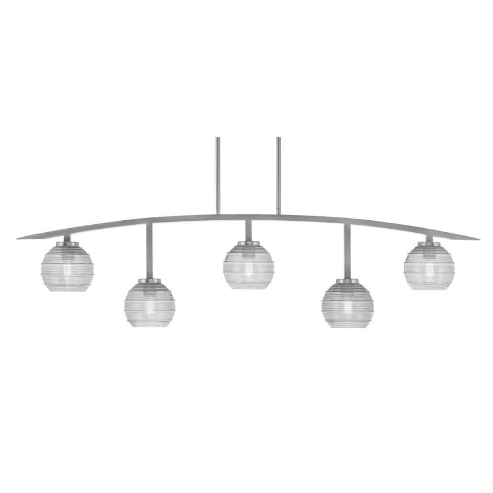 Siena 51.25 in. 5-Light Graphite Chandelier with 6 in. Clear Ribbed Glass S