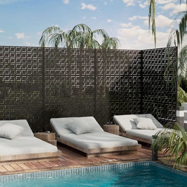Dovelina Frederick 72 in. Galvanized Steel Garden Fence Outdoor Privacy Screen Garden Screen Panels