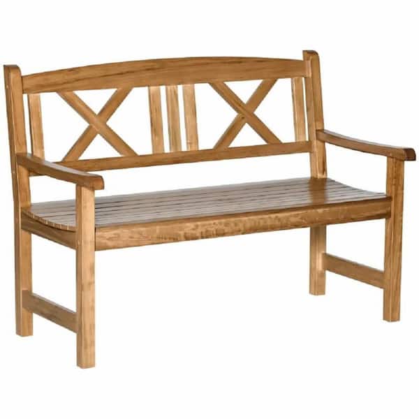 FORCLOVER 48 in. 2-Person Brown Wood Outdoor Bench, Outdoor Patio Loveseat for Yard, Lawn, Porch, Natural