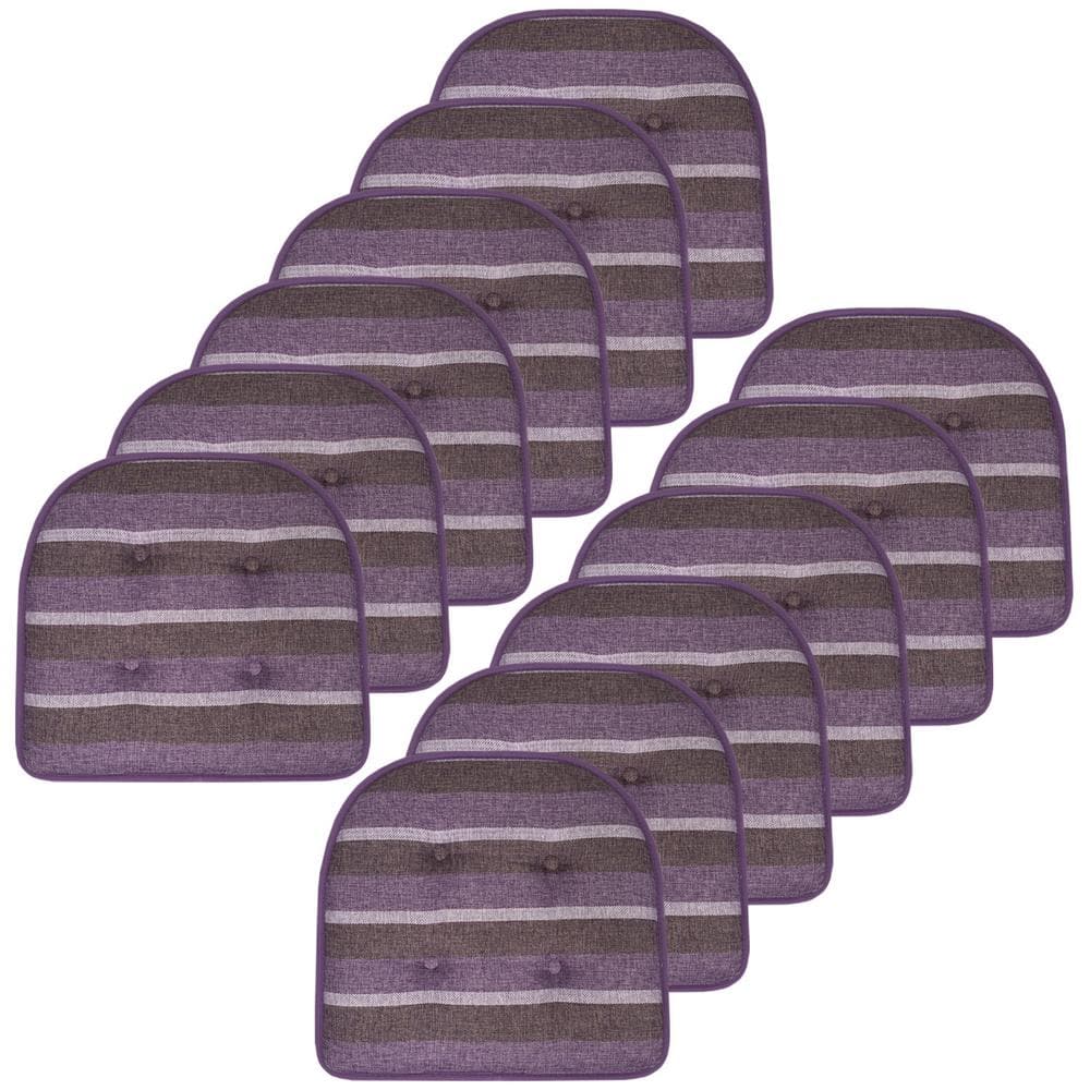 Bradford Stripe U-Shape Memory Foam 17 in.x16 in. Non-Slip Back, Chair Cushion (12-Pack) Purple by price history on PriceWatchPro