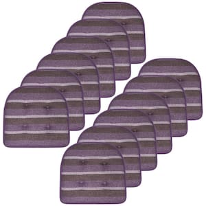 Bradford Stripe U-Shape Memory Foam 17 in.x16 in. Non-Slip Back, Chair Cushion (12-Pack) Purple by Sweet Home Collection