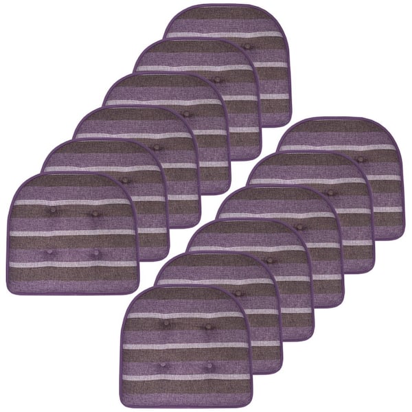 Sweet Home Collection Bradford Stripe U-Shape Memory Foam 17 in.x16 in. Non-Slip Back, Chair Cushion (12-Pack) Purple by Sweet Home Collection