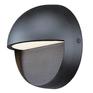 Winslett 1-Light Textured Black LED Outdoor Dimmable Wall Sconce Light with Frosted Glass Dark Sky Friendly