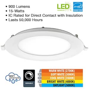 6 in. Adjustable CCT Integrated LED Canless Recessed Light Trim 900 Lumens Kitchen Bathroom Remodel Wet Rated (24-Pack)
