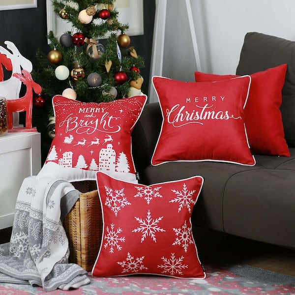 Snowflake Embroidered Neutral Holiday Decor Throw Pillow Soft And