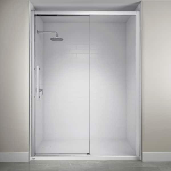 JACUZZI 60 in. x 76 in. Semi-Frameless Concealed Sliding Shower Door in Chrome