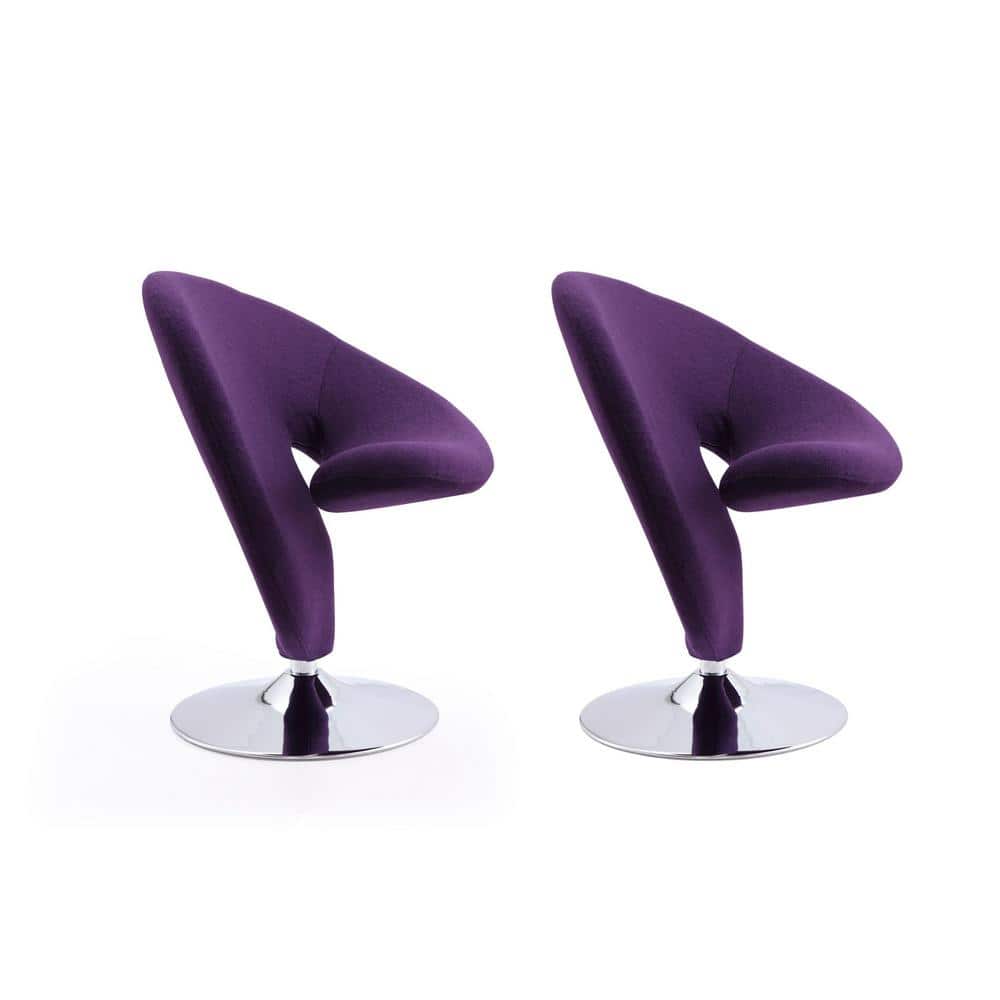 Purple Wool Blend Swivel Accent Chair