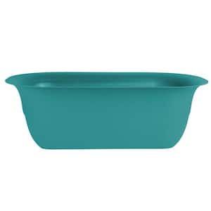 Modica 26 in. Bermuda Teal Plastic Deck Rail Planter