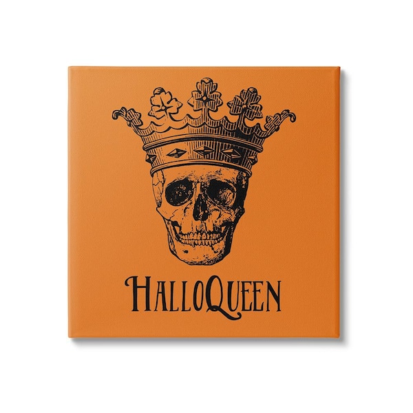 Stupell Industries HalloQueen Skull in Crown by Two If by Sea 1-Piece Unframed Graphic Print Typography Poster Art Print 17 in. x 17 in.