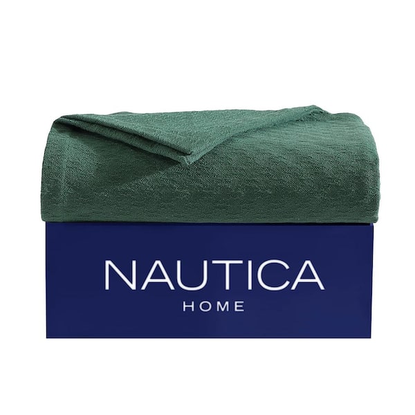 Nautica Ripple Cove 1-Piece Green Cotton Twin Blanket