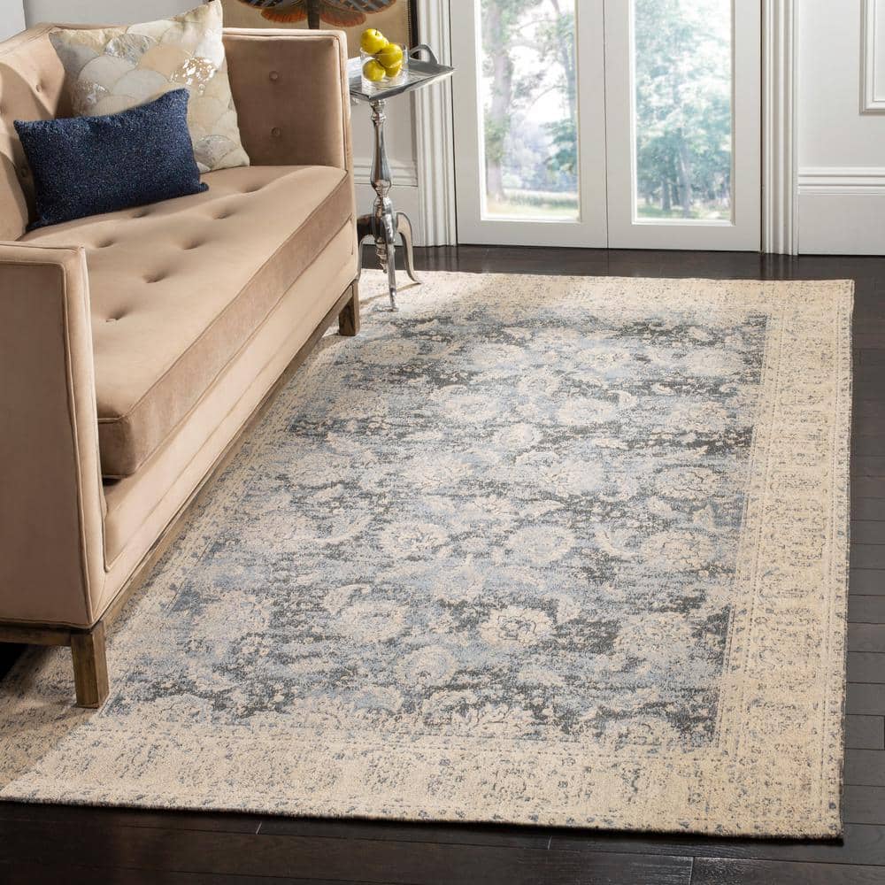 Gray and Cream Rectangular Flat Woven 4' x 6' Area Rug