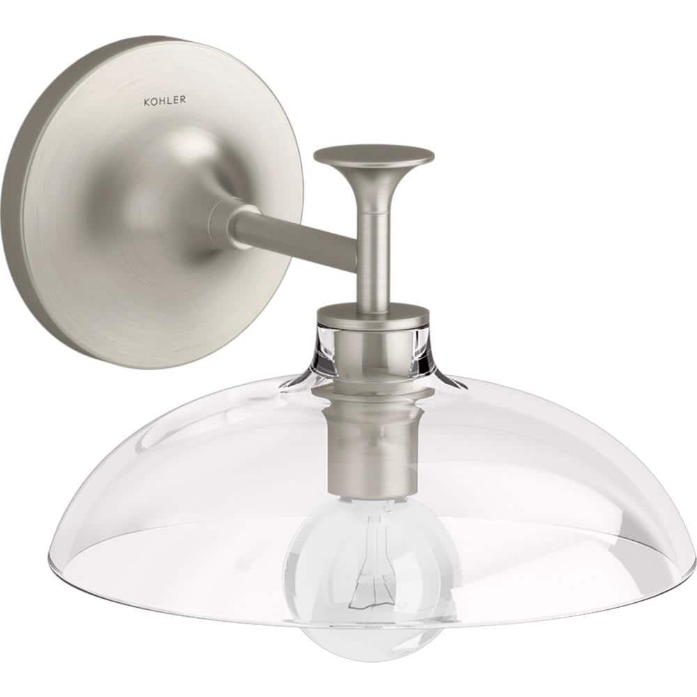 Brushed Nickel and Glass Midcentury Modern Sconce