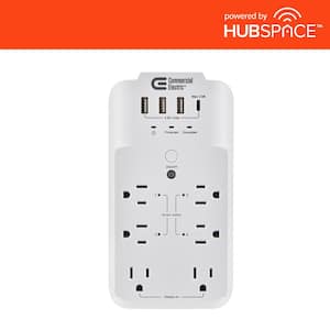 6-Outlet White Surge Protector Smart with USB Powered by Hubspace