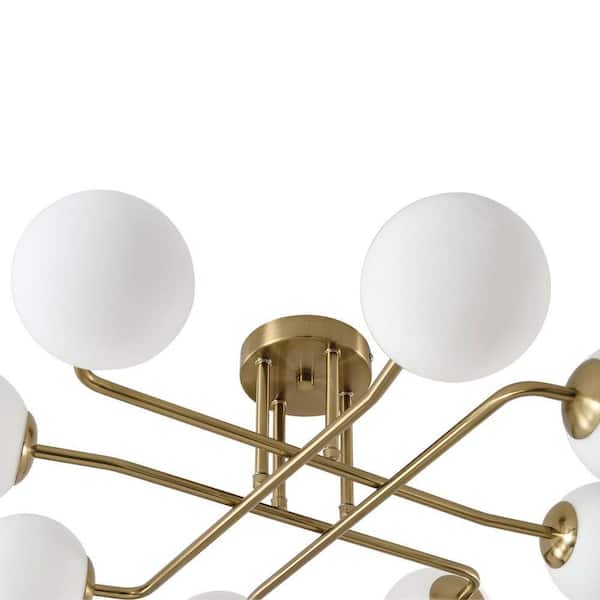 PAKOKULA Mid-Century 27.2 in. 8-Light Gold Sputnik Semi-Flush