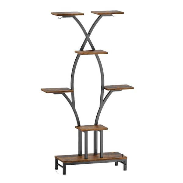 Metal Plant Stand with Grow Lights 7-Tier Corner X-Shaped for Home Living Room Office and Patio (34.5 in. W x 63 in. H)