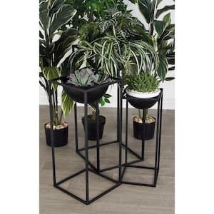 28 in. x 13 in. Black Metal Modern Planter (Set of 3)