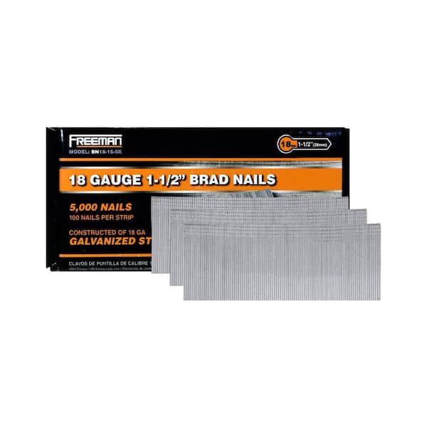 Freeman 1-1/2 in. 18-Gauge Glue Collated Brad Nails (5000-Count)