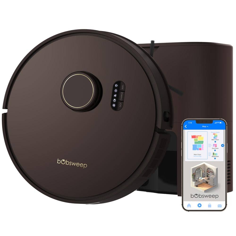 bObsweep Orbi 5000 Pa 12.5 in. Robotic Vacuum, with Smart Navigation, 100-Day Bag, LiDAR, Multi-Surface, in Chocolate Brown