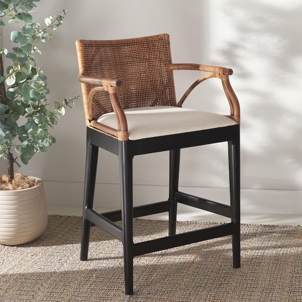 Gianni 36.2 in. H Brown/Black Wood Bar Stool