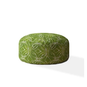 Green Cotton Round Pouf 20 in. x 24 in. x 24 in. Ottoman