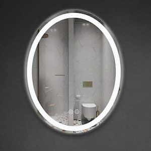 24 in. W x 32 in. H Oval Frameless LED Light Anti Fog Wall Bathroom Vanity Mirror in Backlit + Front Lighted