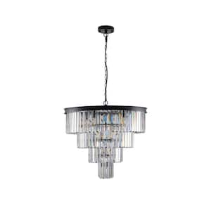 4-Tier 12-Light Black Modern Crystal Chandelier Lighting (Bulbs Not Included)