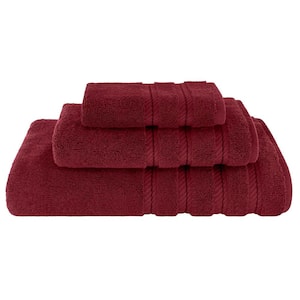 Bath Towel Set 100% Turkish Cotton 3 Piece Towels for Bathroom- Burgundy Red