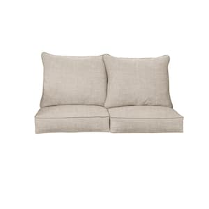27 in. x 29 in. Sunbrella Cast Silver and Taupe Deep Seating Indoor/Outdoor Loveseat Cushion