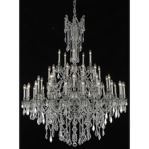 Timeless Home 54 in. L x 54 in. W x 66 in. H 45-Light Pewter Traditional Chandelier with Clear Crystal