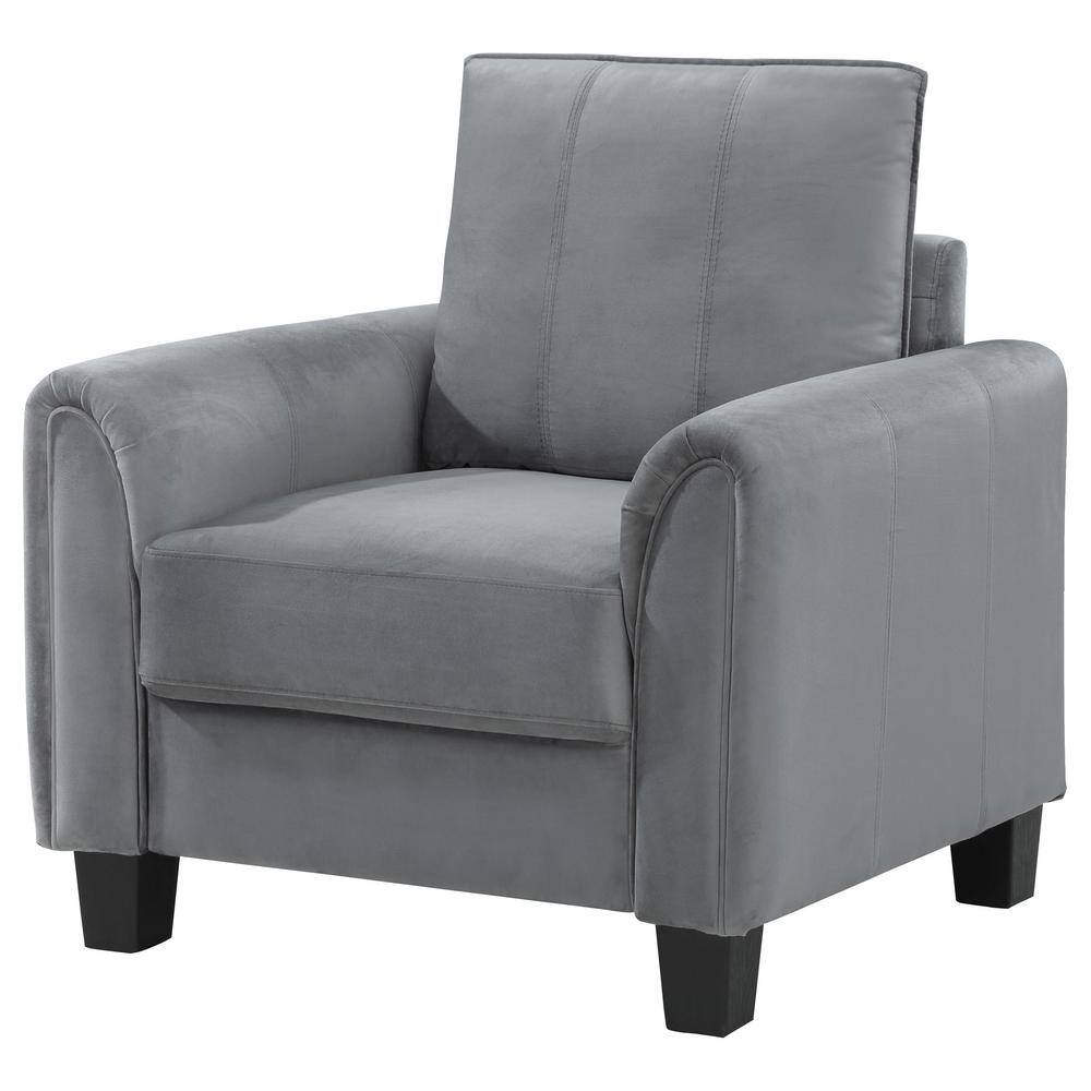 Gray Velvet Traditional Stationary Accent Chair