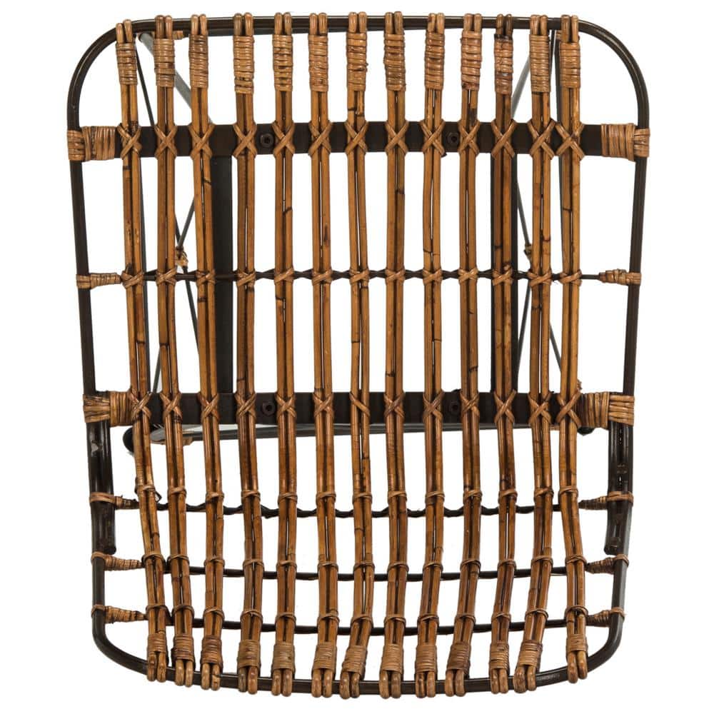 Luxuriant 43'' Natural Brown & Black Metal Wicker Bar Stool - Set of 2