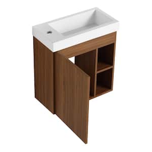 19.7 in. W x 9.9 in. D x 21.3 in. H Single Sink Wall Floating Bath Vanity in Walnut with White Resin Top and Cabinet