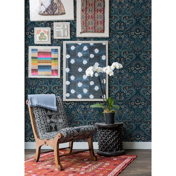 Mystic Serpent Navy Peel and Stick Wallpaper