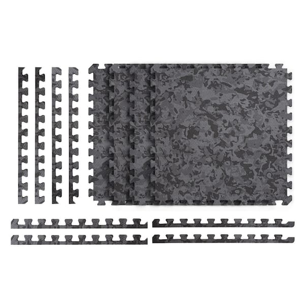 Norsk Gray Camo 25 in, x 25 in, x 0,55 in, Dual Sided Impact Foam Gym Tile (17,35 sq, ft,)