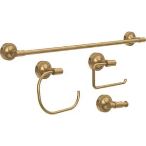 Voisin 4-Piece Bath Accessory Set with 24 in. Towel Bar, Toilet Paper Holder, Towel Ring, Towel Hook in Satin Gold