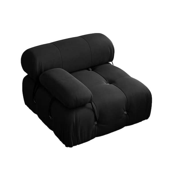 69 in. W Square Arm Velvet Rectangle Free Combination Sofa in Black